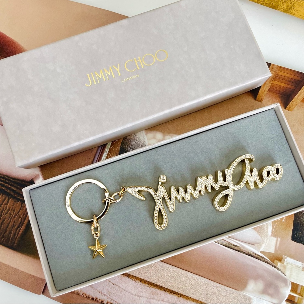 Jimmy Choo Logo Rhinestone Keychain